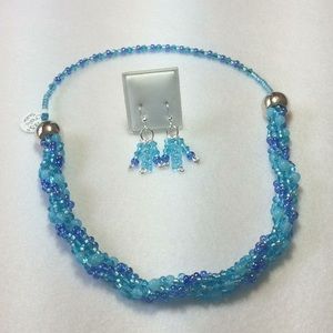 FINAL SALE PRICE Artisan Pullover Necklace & ER Set in Blues